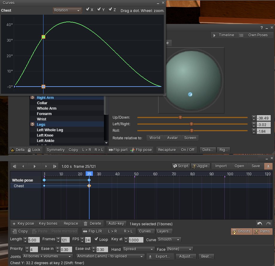 The Poser with its timeline and the Curves editor